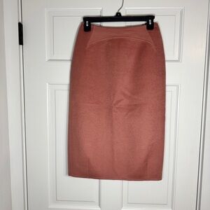 Chado Double-Faced Cashmere Classic Dusty Rose Pencil Skirt